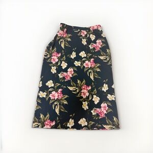 volcom jade colored floral aop thin midi skirt, zip side, women's xs 0-2